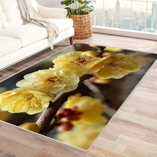 CUDAOO Bedruckter Innen-/Außenteppich Gelbe MEI Tepich Moderne Wohnzimmer Vintage Schlafzimmer(Gelb)-120x150cm von CUDAOO