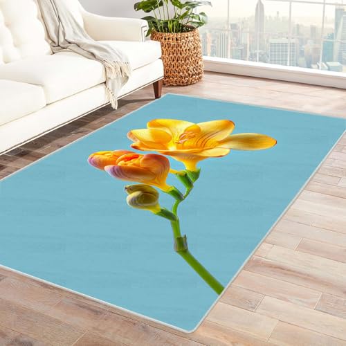 CUDAOO Bedruckter Innen-/Außenteppich Gelbe Schanland Tepich Moderne Wohnzimmer Vintage Schlafzimmer(Gelb)-150x180cm von CUDAOO