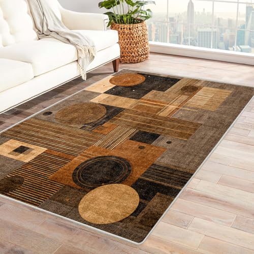 CUDAOO Bedruckter Innen-/Außenteppich Geometrisches Muster Teppich Wohnzimmer Schlafzimmer(Grau)-120x180cm von CUDAOO