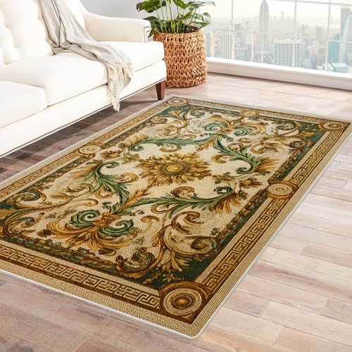 CUDAOO Bedruckter Innen-/Außenteppich Goldenes Muster Teppich Wohnzimmer Schlafzimmer(Deine Farben)-240x300cm von CUDAOO