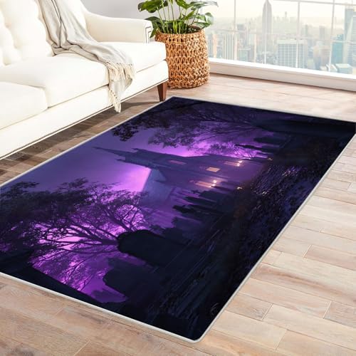 CUDAOO Bedruckter Innen-/Außenteppich Grabkirche Für Wohnzimmer, Sofa, Tisch, Flur, Fußmatte,Schlafzimmer(Violett)-90x150cm von CUDAOO