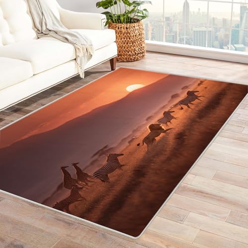 CUDAOO Bedruckter Innen-/Außenteppich Graslandsblick Teppich Wohnzimmer Schlafzimmer(Orange)-240x300cm von CUDAOO