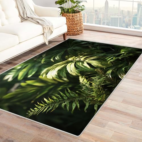 CUDAOO Bedruckter Innen-/Außenteppich Grüne Pflanzen Teppich Wohnzimmer Schlafzimmer(Grün.)-150x180cm von CUDAOO