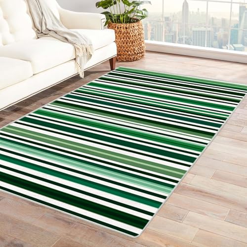 CUDAOO Bedruckter Innen-/Außenteppich Grüne Streifen Für Wohnzimmer, Sofa, Tisch, Flur, Fußmatte,Schlafzimmer(Grün.)-240x300cm von CUDAOO