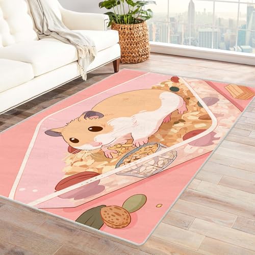 CUDAOO Bedruckter Innen-/Außenteppich Hamsterfutter Tepich Moderne Wohnzimmer Vintage Schlafzimmer(Braun)-60x90cm von CUDAOO