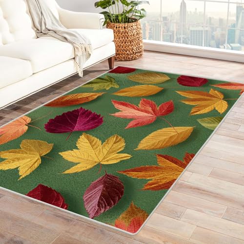CUDAOO Bedruckter Innen-/Außenteppich Herbstlaubkollektion Tepich Moderne Wohnzimmer Vintage Schlafzimmer(Grün.)-240x300cm von CUDAOO