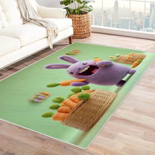 CUDAOO Bedruckter Innen-/Außenteppich Karottenhase Für Wohnzimmer, Sofa, Tisch, Flur, Fußmatte,Schlafzimmer(Violett)-150x240cm von CUDAOO