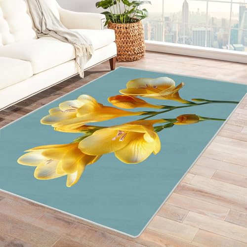 CUDAOO Bedruckter Innen-/Außenteppich Kleine Gelbe Tepich Moderne Wohnzimmer Vintage Schlafzimmer(Gelb)-120x180cm von CUDAOO