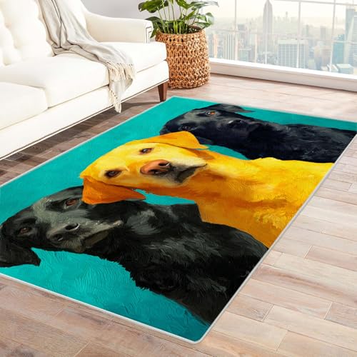 CUDAOO Bedruckter Innen-/Außenteppich Labrador Teppich Wohnzimmer Schlafzimmer(Gelb)-90x150cm von CUDAOO
