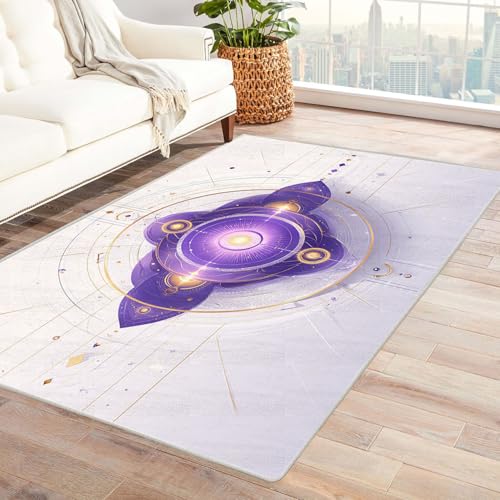 CUDAOO Bedruckter Innen-/Außenteppich Lila Heiligenschein Teppich Wohnzimmer Schlafzimmer(Violett)-180x270cm von CUDAOO