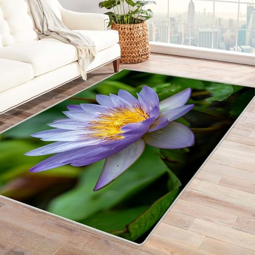 CUDAOO Bedruckter Innen-/Außenteppich Lila Schlaflilie Teppich Wohnzimmer Schlafzimmer(Orange)-180x270cm von CUDAOO