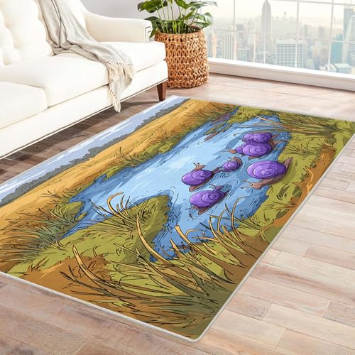 CUDAOO Bedruckter Innen-/Außenteppich Lila Schnecke Für Wohnzimmer, Sofa, Tisch, Flur, Fußmatte,Schlafzimmer(Violett)-150x210cm von CUDAOO