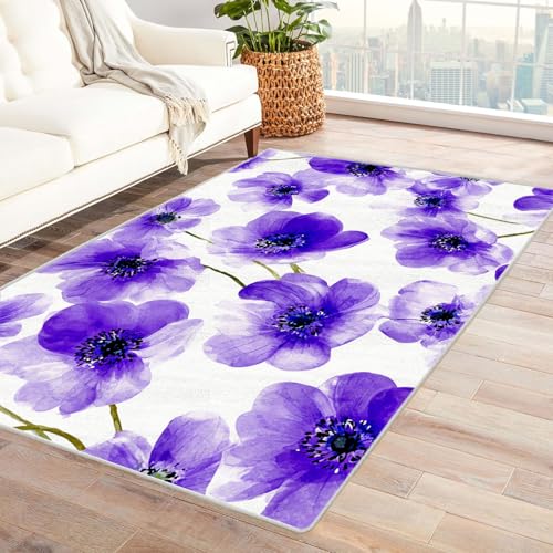 CUDAOO Bedruckter Innen-/Außenteppich Lila Silber Für Wohnzimmer, Sofa, Tisch, Flur, Fußmatte,Schlafzimmer(Violett)-150x240cm von CUDAOO