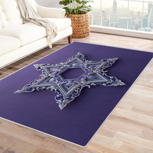 CUDAOO Bedruckter Innen-/Außenteppich Lila Stern-Emblem Tepich Moderne Wohnzimmer Vintage Schlafzimmer(Violett)-240x300cm von CUDAOO