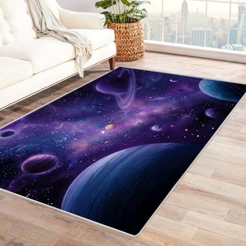 CUDAOO Bedruckter Innen-/Außenteppich Lila Sternenhimmel Für Wohnzimmer, Sofa, Tisch, Flur, Fußmatte,Schlafzimmer(Violett)-150x240cm von CUDAOO