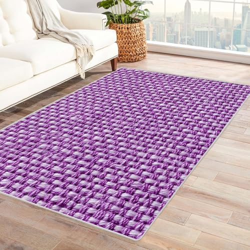 CUDAOO Bedruckter Innen-/Außenteppich Lila gewebtes Muster Teppich Wohnzimmer Schlafzimmer(Lila.)-180x240cm von CUDAOO
