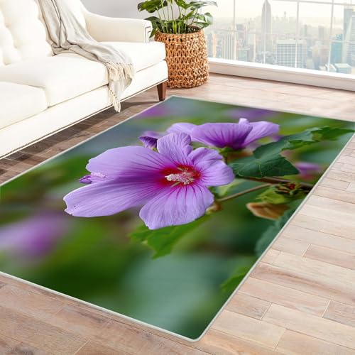 CUDAOO Bedruckter Innen-/Außenteppich Lilac Teppich Wohnzimmer Schlafzimmer(Violett)-150x180cm von CUDAOO