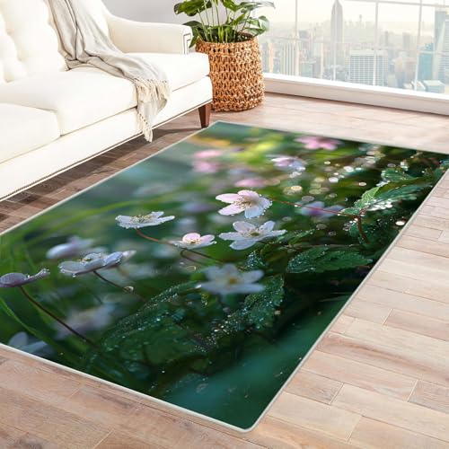 CUDAOO Bedruckter Innen-/Außenteppich Morgentaue Tepich Moderne Wohnzimmer Vintage Schlafzimmer(Weiß)-120x150cm von CUDAOO