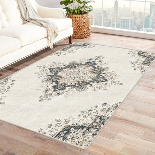 CUDAOO Bedruckter Innen-/Außenteppich Musteroberfläche Teppich Wohnzimmer Schlafzimmer(Beige)-240x300cm von CUDAOO