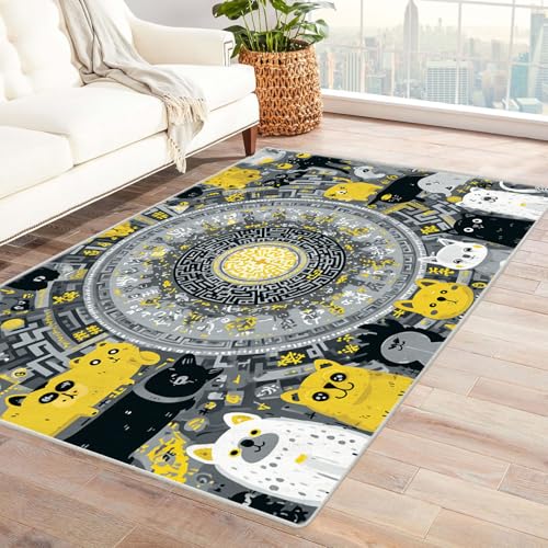 CUDAOO Bedruckter Innen-/Außenteppich Niedlicher Haustierteller Tepich Moderne Wohnzimmer Vintage Schlafzimmer(Deine Farben)-240x300cm von CUDAOO