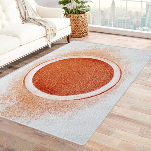 CUDAOO Bedruckter Innen-/Außenteppich Orangefarbene Heiligenscheine Tepich Moderne Wohnzimmer Vintage Schlafzimmer(Orange.)-240x300cm von CUDAOO