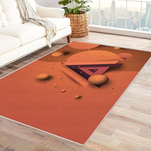 CUDAOO Bedruckter Innen-/Außenteppich Orangefarbene Hintergrundgeometrie Teppich Wohnzimmer Schlafzimmer(Orange)-240x300cm von CUDAOO