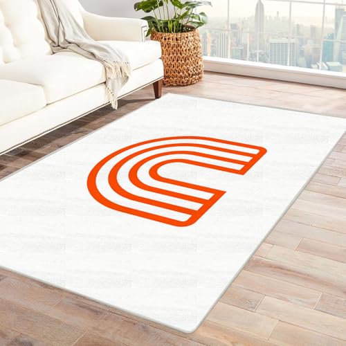 CUDAOO Bedruckter Innen-/Außenteppich Orangefarbener Bogen Markierung Tepich Moderne Wohnzimmer Vintage Schlafzimmer(Orange.)-150x210cm von CUDAOO