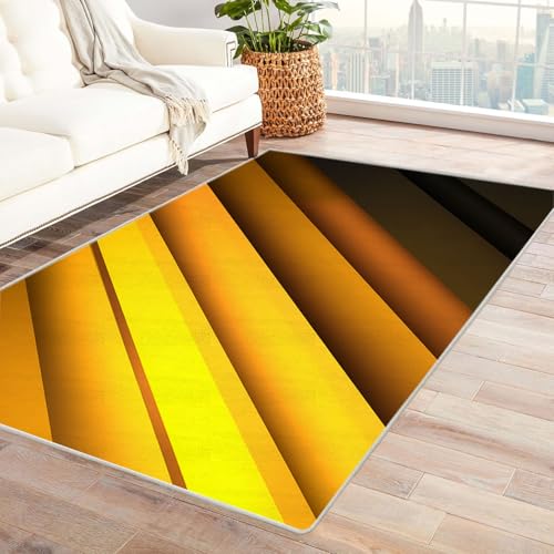 CUDAOO Bedruckter Innen-/Außenteppich Orangefarbener Köper Teppich Wohnzimmer Schlafzimmer(Gelb.)-180x270cm von CUDAOO