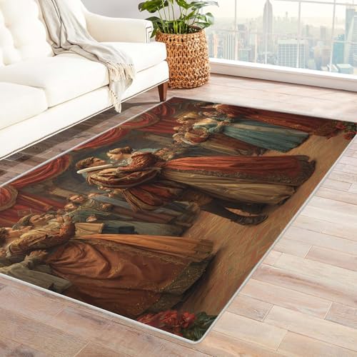 CUDAOO Bedruckter Innen-/Außenteppich Palasttanz Tepich Moderne Wohnzimmer Vintage Schlafzimmer(Rot)-150x240cm von CUDAOO
