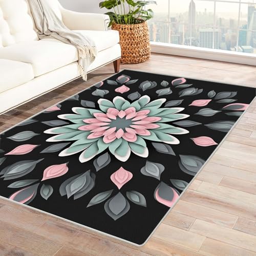 CUDAOO Bedruckter Innen-/Außenteppich Papierblumenmann Teppich Wohnzimmer Schlafzimmer(Deine Farben)-150x180cm von CUDAOO