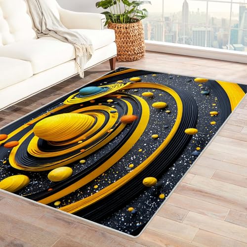 CUDAOO Bedruckter Innen-/Außenteppich Papieruniversum Teppich Wohnzimmer Schlafzimmer(Gelb)-150x180cm von CUDAOO