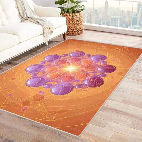 CUDAOO Bedruckter Innen-/Außenteppich Partikellumineszenz Für Wohnzimmer, Sofa, Tisch, Flur, Fußmatte,Schlafzimmer(Orange)-240x300cm von CUDAOO