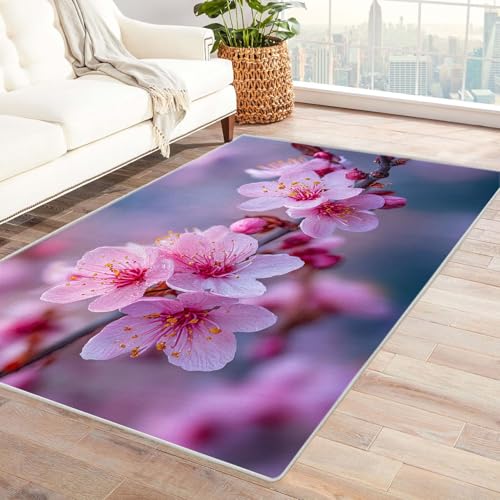 CUDAOO Bedruckter Innen-/Außenteppich Pfirsichpulver Teppich Wohnzimmer Schlafzimmer(Lichtrosa)-120x180cm von CUDAOO