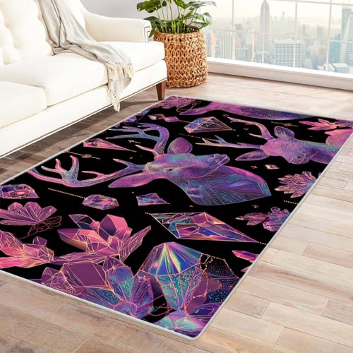 CUDAOO Bedruckter Innen-/Außenteppich Phantom-Hirschkristall Für Wohnzimmer, Sofa, Tisch, Flur, Fußmatte,Schlafzimmer(Lila.)-180x270cm von CUDAOO