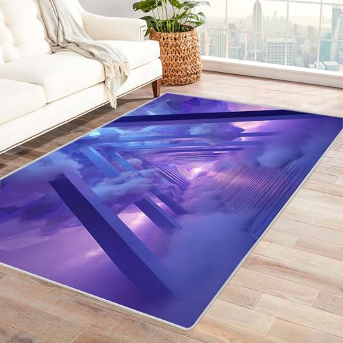CUDAOO Bedruckter Innen-/Außenteppich Phantom Lichtgalerie Für Wohnzimmer, Sofa, Tisch, Flur, Fußmatte,Schlafzimmer(Violett)-120x180cm von CUDAOO
