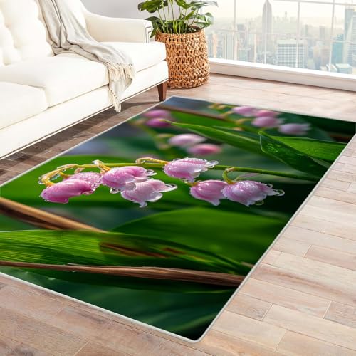 CUDAOO Bedruckter Innen-/Außenteppich Pink Glockenland Tepich Moderne Wohnzimmer Vintage Schlafzimmer(Violett)-60x90cm von CUDAOO