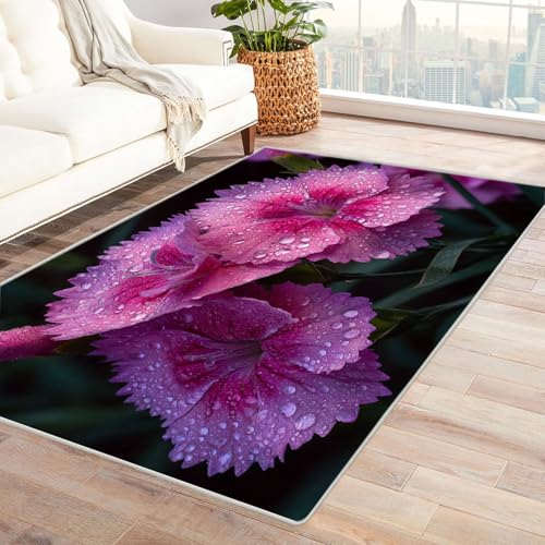 CUDAOO Bedruckter Innen-/Außenteppich Pink Knoblauch Tepich Moderne Wohnzimmer Vintage Schlafzimmer(Violett)-90x150cm von CUDAOO