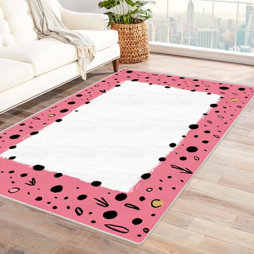 CUDAOO Bedruckter Innen-/Außenteppich Puderrahmendekoration Teppich Wohnzimmer Schlafzimmer(Rosa)-240x300cm von CUDAOO