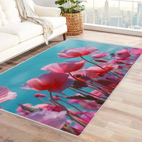 CUDAOO Bedruckter Innen-/Außenteppich Pulver Tepich Moderne Wohnzimmer Vintage Schlafzimmer(Lichtrosa)-240x300cm von CUDAOO
