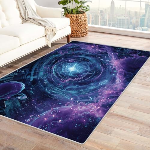 CUDAOO Bedruckter Innen-/Außenteppich Quanten-Domäne Tepich Moderne Wohnzimmer Vintage Schlafzimmer(Violett)-240x300cm von CUDAOO