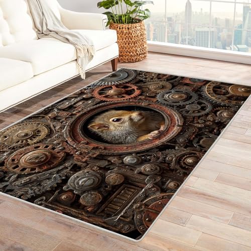CUDAOO Bedruckter Innen-/Außenteppich Robotermaus Für Wohnzimmer, Sofa, Tisch, Flur, Fußmatte,Schlafzimmer(Deine Farben)-120x180cm von CUDAOO