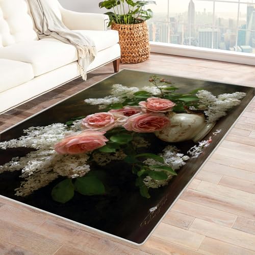 CUDAOO Bedruckter Innen-/Außenteppich Rosa Flasche Teppich Wohnzimmer Schlafzimmer(Rosa)-150x210cm von CUDAOO