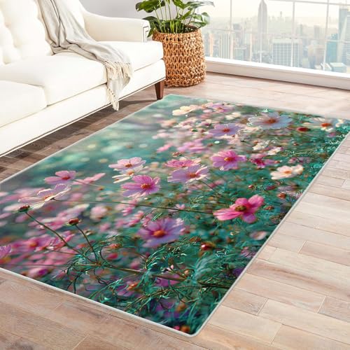 CUDAOO Bedruckter Innen-/Außenteppich Rosa Meer Teppich Wohnzimmer Schlafzimmer(Rosa)-150x210cm von CUDAOO