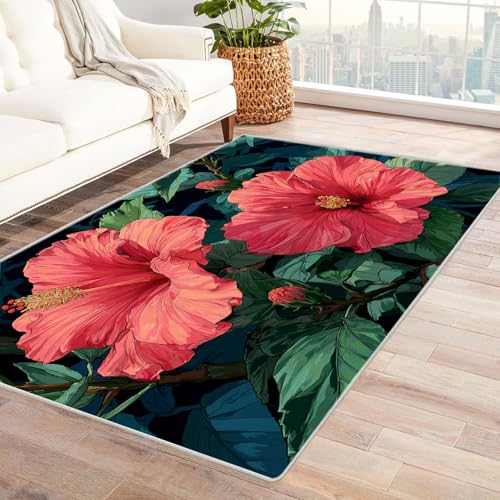 CUDAOO Bedruckter Innen-/Außenteppich Rote Ginsenge Tepich Moderne Wohnzimmer Vintage Schlafzimmer(Violett)-90x120cm von CUDAOO