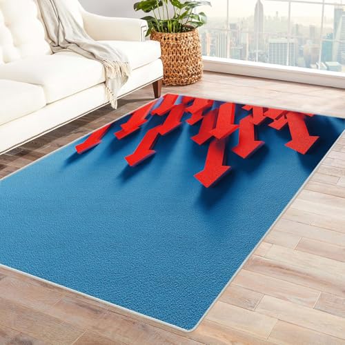CUDAOO Bedruckter Innen-/Außenteppich Rote Pfeilanordnung Tepich Moderne Wohnzimmer Vintage Schlafzimmer(Blau.)-240x300cm von CUDAOO