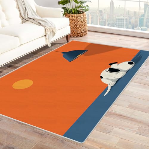 CUDAOO Bedruckter Innen-/Außenteppich Schatten eines faulen Hundes Für Wohnzimmer, Sofa, Tisch, Flur, Fußmatte,Schlafzimmer(Orange)-240x300cm von CUDAOO