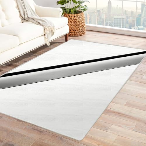 CUDAOO Bedruckter Innen-/Außenteppich Schwarz-weiße Streifen Teppich Wohnzimmer Schlafzimmer(Schwarz und weiß.)-240x300cm von CUDAOO