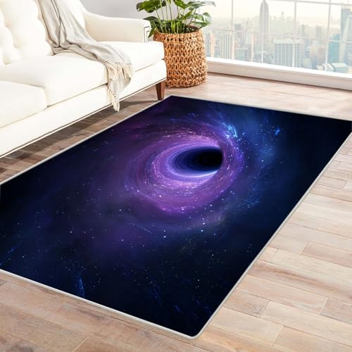 CUDAOO Bedruckter Innen-/Außenteppich Schwarzes Loch Rotation Tepich Moderne Wohnzimmer Vintage Schlafzimmer(Violett)-240x300cm von CUDAOO