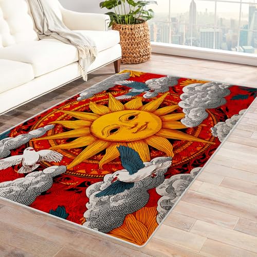 CUDAOO Bedruckter Innen-/Außenteppich Sonnenwolkentaube Teppich Wohnzimmer Schlafzimmer(Rot?)-240x300cm von CUDAOO