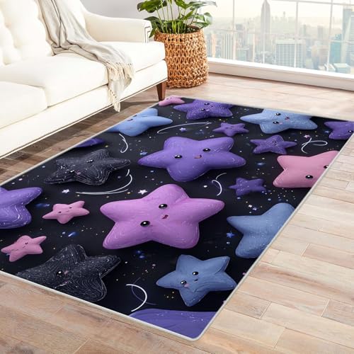 CUDAOO Bedruckter Innen-/Außenteppich Sternenbabys Teppich Wohnzimmer Schlafzimmer(Violett)-240x300cm von CUDAOO